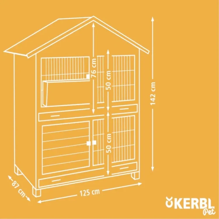 Dwupiętrowa drewniana klatka dla królika i świnki morskiej Kerbl Südtirol - zdjęcie 6